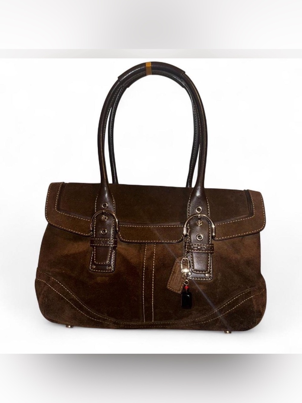 VINTAGE Coach SoHo Flap Chocolate Brown suede
